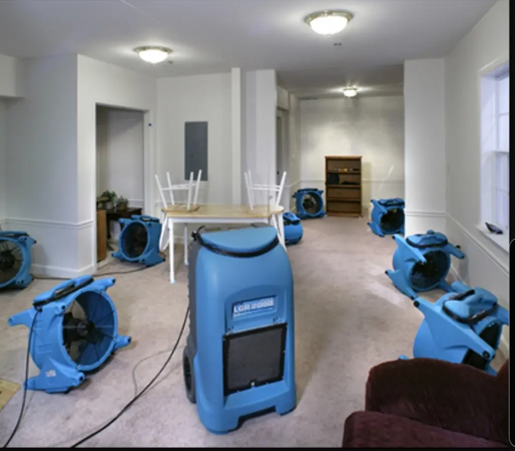 Air movers and dehumidifier setup for Water Damage Restoration in Amarillo