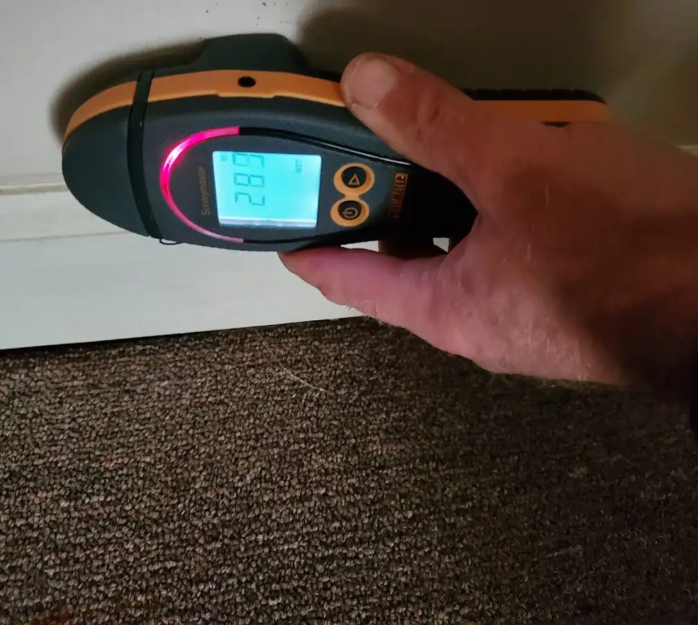 Moisture detection at baseboard during Mold Inspection & Testing in Amarillo